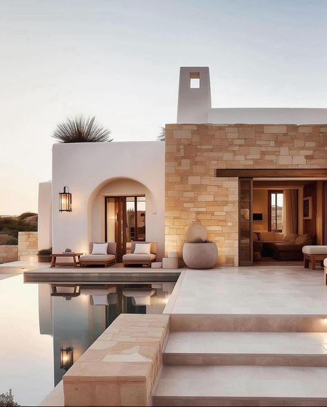 Greece Houses, Mediterranean Exterior Homes, Villa Concept, Mediterranean Houses, Ashley Stark, Mediterranean House Design, Mediterranean Homes Exterior, Modern Mediterranean Homes, Tin House