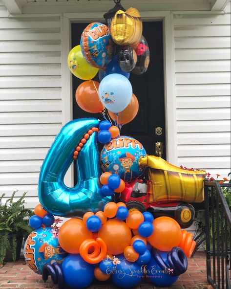 Blippi Balloon Decor, Blippi Balloon Bouquet, Blippi Balloons, Blippi Party, Party Balloons Diy, Boys 1st Birthday Cake, Teacher Themes, Toddler Birthday Party, Third Birthday Party