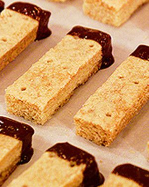 This buttery cookie gets better with age: It can be stored up to a month, and over that time its flavor deepens. Dip the tips of the cookies in melted chocolate for a decorative touch. Cupcake Frosting Recipes, Easy Peanut Butter Cookies, Martha Stewart Recipes, Chocolate Sugar Cookies, Shortbread Recipes, Buttery Cookies, Holiday Cookie Recipes, Easy Peanut Butter, Pumpkin Cookies