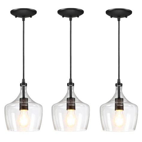 Laba 3 - Light Teardrop Pendant Real Farmhouse, Lights Over Island, Lights Over Kitchen Island, Island Light Fixtures, Black Kitchen Island, Black Light Fixture, Farmhouse Pendant Lighting, Island Pendant Lights, Kitchen Lighting Fixtures