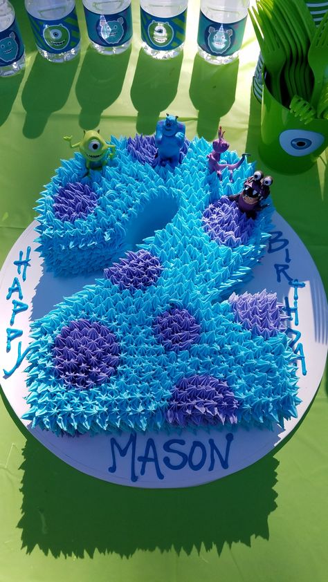 Simple Monsters Inc Cake, Sully Birthday Cake, Diy Monsters Inc Cake, Monsters University Birthday Cake, Monsters Inc Sheet Cake, Sully Cake Monsters Inc, Monsters Inc Cupcakes Ideas, 2nd Birthday Monsters Inc, Monsters Inc Birthday Treats