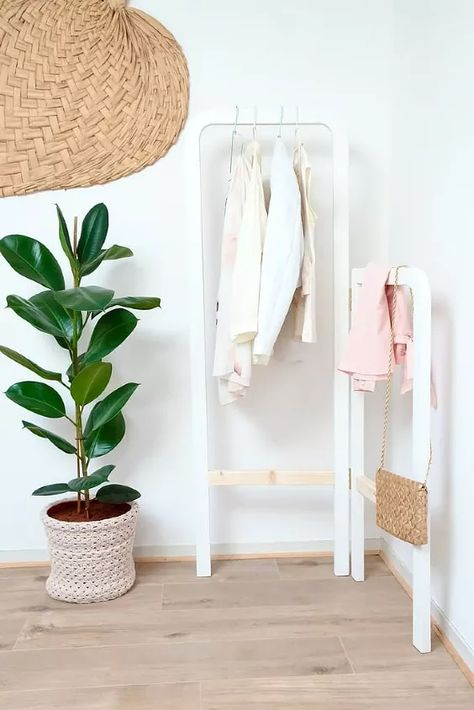 DIY Clothes Rack | Hometalk Diy Folding Clothes, French Floral Design, Folding Clothes Rack, Building Shelves, Sustainable Diy, Diy Clothes Rack, Deco Studio, Caned Headboard, Wood Accent Wall