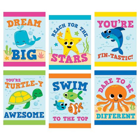 PRICES MAY VARY. Classroom decorations are an essential part of making students feel comfortable and these inspiring posters encourage elementary school kids to do their beSt Featuring a variety of Under the Sea designs they'll help your children have a whale of a time learning Cardstock (6 pcs per unit) 17" x 22" Ocean Kindergarten, Beach Theme Classroom, Ocean Classroom, Inspiring Posters, Sea Poster, Ocean Theme Classroom, Infant Room, Underwater Theme, Class Theme