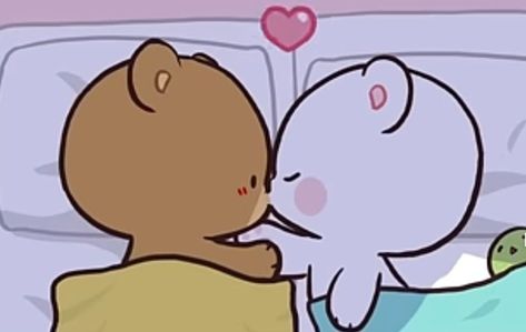 Cute Love Cartoons Gif, Goodnight Boyfriend, Goodnight Gif, Mocha Bear, Images Emoji, Milk & Mocha, Cute Bear Drawings, Just You And Me, Cute Couple Cartoon