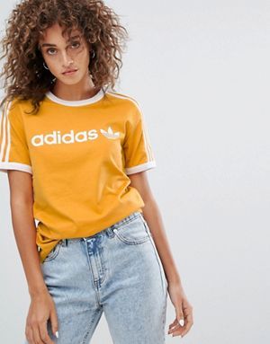 Women's Tops | Women's Blouses & Shirts | ASOS Adidas Outfit Women Casual, Outfit Women Casual, Adidas Shirt Women, Adidas Outfit Women, Look Adidas, Retro Looks, Adidas Shoes Women, Adidas Outfit, Yellow T Shirt