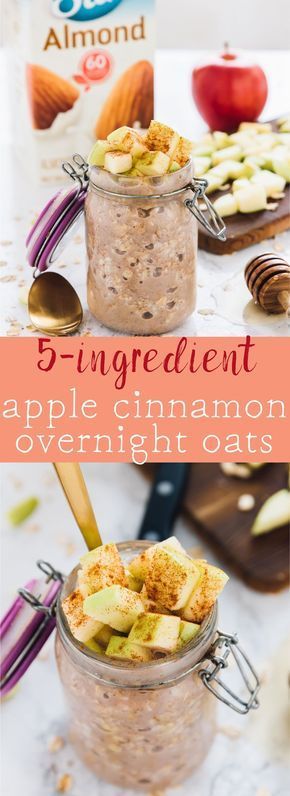 Apple Cinnamon Overnight Oats Dairy Free Overnight Oats, Apple Cinnamon Overnight Oats, Over Night Oats, Cinnamon Overnight Oats, Chia Overnight, Apple Overnight Oats, Oatmeal In A Jar, Overnight Oats In A Jar, Night Oats