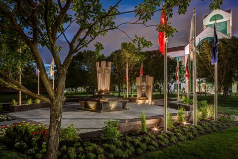 Utah-Freedom-Memorial-Sandy-Flag-Pole-Lighting-Landscape-Lighting Flagpole Landscaping Ideas, Eagle Scout Project Ideas, Desert Landscape Front Yard, Landscape Lighting Ideas, Amazing Landscaping Ideas, Flagpole Lighting, Lighting Landscape, Security Lighting, Commercial Landscape