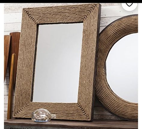 Rope Mirror Frame, Nautical Rope Mirror, Nautical Mirror, Deco Marine, Navy Decor, Rope Mirror, Rope Frame, Mirror Frame Diy, Frame Diy