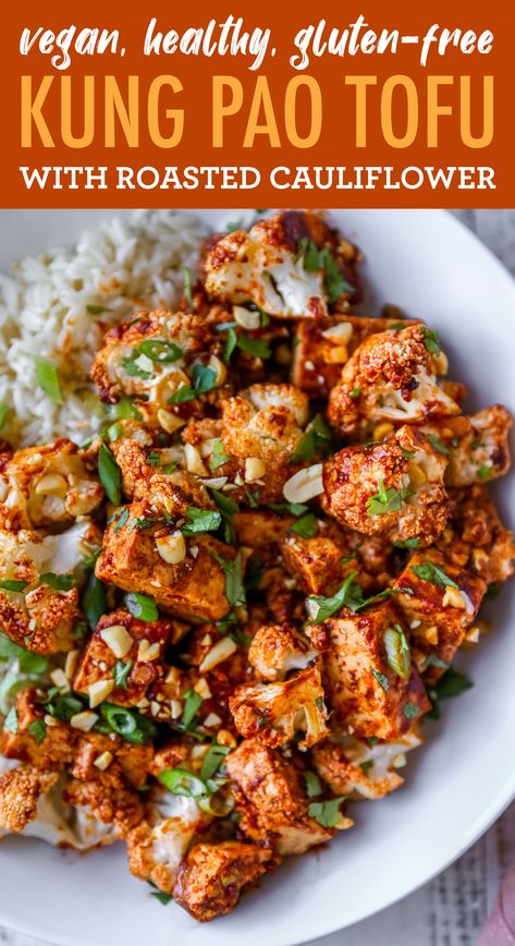 Tofu And Chicken Recipe, Cauliflower Tofu Recipes, Chinese Cauliflower Recipes, Healthy Tofu Recipes Clean Eating, Tofu Cauliflower, Tofu Dinner Recipes, Tofu Dinner, Dry Cereal, Kung Pao Tofu