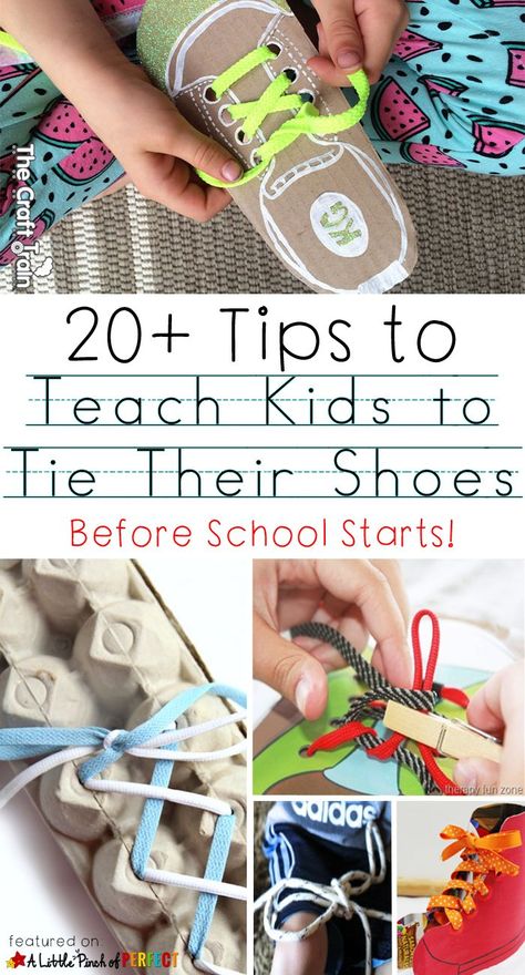 20+ Tips for Teaching Kids How to Tie Their Shoes: Send kids to school with lace up shoes they can tie so Teacher doesn’t have to. (kindergarten, back to school, fine motor control) Diy Montessori, School Starts, Teach Kids, Fine Motor Activities, Motor Activities, Kindergarten Classroom, Kindergarten Activities, Tie Shoes, Up Shoes