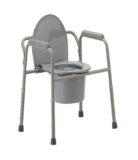 - 3-in-1 Commode comes with bucket and lid for hygienic disposal - Can be used with or without a toilet present - Made from high grade steel & powder coated paint - Comes with splash guard for greater usage options - 350lbs weight capacity Bedside Commode, Toilet Chair, Commode Chair, Adaptive Equipment, Small Toilet, Bathroom Safety, Bed Rails, Home Catalogue, Medical Equipment