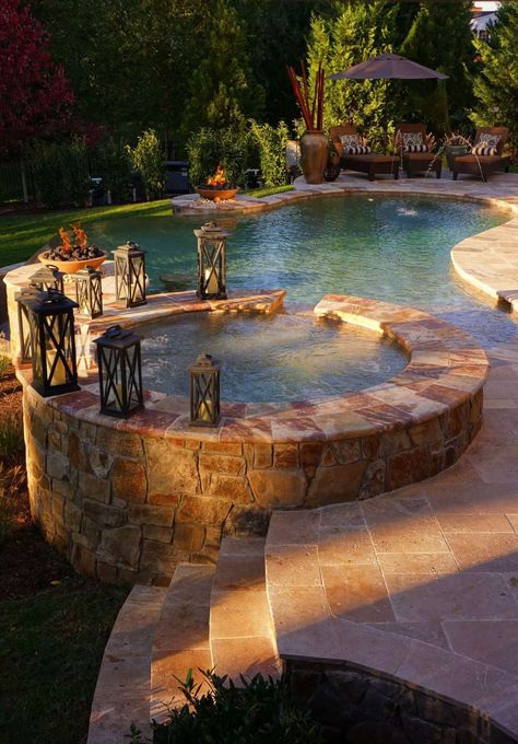 23 Amazing Outdoor Hot Tub Ideas For A Sanctuary Of Relaxation Kleiner Pool Design, Villa Architecture, Jacuzzi Outdoor, Dream Pools, Spa Design, Beautiful Pools, Swimming Pool Designs, Beautiful Backyards, Pool Design