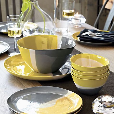 Myro 11" Plate in Dinner Plates | Crate and Barrel- love these colors Yellow Dinnerware, Dinnerware Set Modern, Crockery Design, Vase Deco, Dining Ware, Modern Dinnerware, Everyday Dishes, Dish Sets, Mellow Yellow