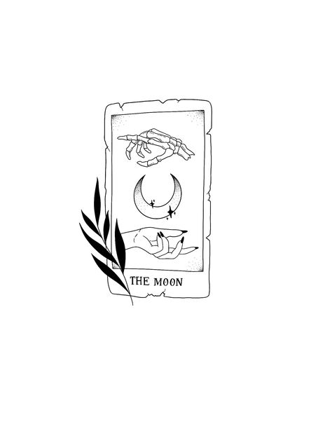 The Moon Tarot Tattoo Design, Tarot Card Tattoo Minimalist Small, Tarot Tattoo Moon, Tarot Card Moon Tattoo, Tarot Card Flash Tattoo, Fine Line Tarot Tattoo, Witchy Tattoo Ideas Simple, Sun And Moon Tarot Card Tattoo Simple, Tarot Card Tattoo The Moon