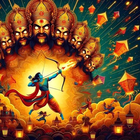 A poster with happy dussehra | Premium AI-generated image Garba Songs, Dussehra Images, Digital Photography Backgrounds, Ram Ram, Happy Dussehra, Hanuman Pics, Photography Backgrounds, Vedic Art, Navratri Special