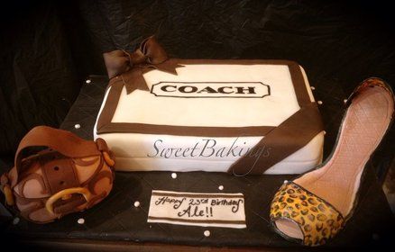 Cute Coach cake I did Coach Purse Cakes, Coach Cake, Shoe Box Cake, Handbag Cakes, Shoe Cakes, Purse Cake, Cake Templates, Fashion Cakes, Novelty Cakes