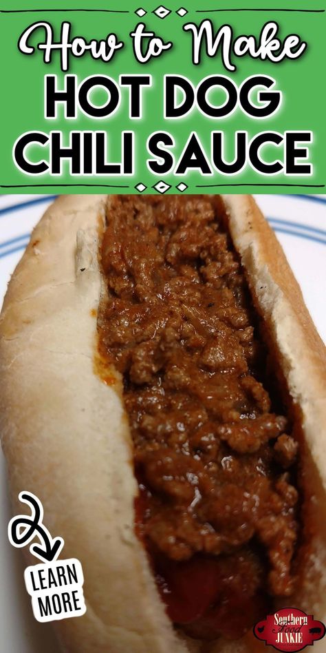 This recipe for hot dog chili from Southern Food Junkie is the best one you will find! The texture is spot-on for topping hot dogs or sausage dogs, and I like to call it a chili sauce because it's a bit thinner than your traditional chili. It's a breeze to whip up, and here's a pro tip: it tastes even better if you make it the day before, let it chill in the fridge overnight, and then reheat it when you're ready to dig in. Southern Hot Dog Chili, Best Hot Dog Chili, Easy Hot Dog Chili Recipe, Meat Tomato Sauce, Easy Hot Dog Chili, Hot Dog Chili Sauce Recipe, Hot Dog Chili Recipe, Homemade Hot Dog Chili, Chili Dog Sauce