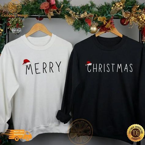 Couples Sweatshirts Hoodie, Snazzy Outfits, Couples Christmas Sweaters, Matching Christmas Sweaters, Couples Shirts, Matching Christmas Shirts, Couple Christmas, Couples Outfit, Wife Christmas