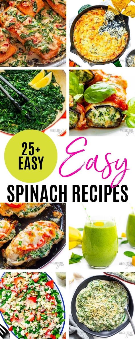 Spinach Recipes Meals With Spinach, Spinach Recipes Sauteed, Recipes With Spinach, Fresh Spinach Recipes, Dinner Spinach, Easy Spinach Recipes, Spinach Recipes Healthy, Resep Vegan, Recipes Spinach