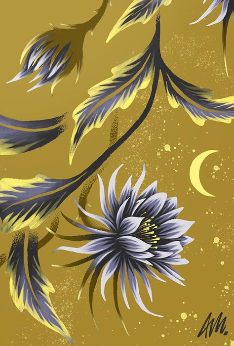 Queen of the Night on Behance Night Flower Tattoo, Queen Of The Night Flower, Queen Of Night, Night Tattoo, Night Blooming Flowers, Drawing Room Interior Design, Queen Of The Night, Sun Tattoos, Night Flowers