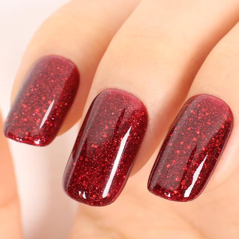 PRICES MAY VARY. 💅Red Gel Nail Polish:Sparkly Red gel nail polish,easy to diy nail art.Red glitter gel polish is an ESSENTIAL for everyone! 💖Environmental & Healthy: 13 Toxin Free Ingredient makes it healthy and low odor. No harsh ingredients or adhesives that lead to damaged nails. 🤳Easy Application and Good Tenacity. With proper application, last at least 21 Days. 🎨Speed Curing with LED Nail Lamp: The gel nail polish kit need to be cured under LED light. Base and Top coat required. Average Cute Gel Christmas Nails, Sparkly Nails Red, Ruby Red Nails Designs, No Chip Nails Designs, Red Christmas Nails Winter, Cassie Nails, Red Glitter Nail Polish, Red Sparkly Nails, Nail Art Holiday