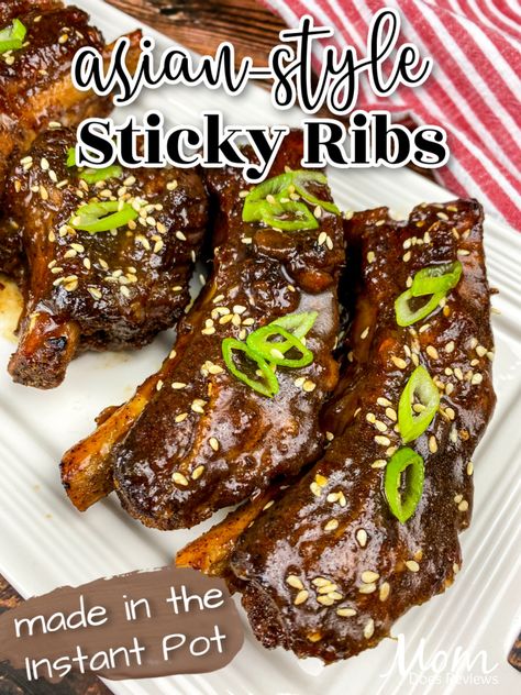 Asian-Style Sticky Ribs- make them in the #instantpot #recipe #foodie Riblets Recipe Instant Pot, Asian Beef Ribs, Asian Sticky Ribs, Sticky Ribs Recipe, Asian Ribs, Ribs Easy, Sticky Ribs, Beef Ribs Recipe, Pork Rub