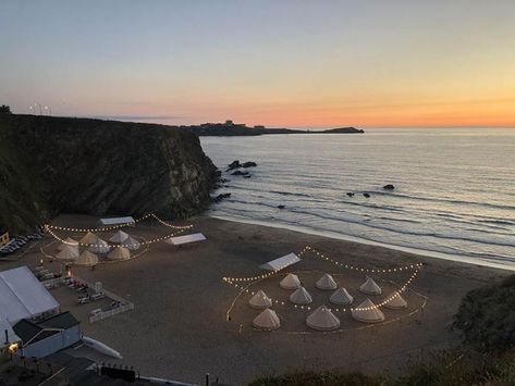 Beach Glamping, Lusty Glaze Beach, Lusty Glaze, Sunrise Yoga, Newquay Cornwall, Camping Sites, Sand And Sea, Luxury Glamping, Eden Project