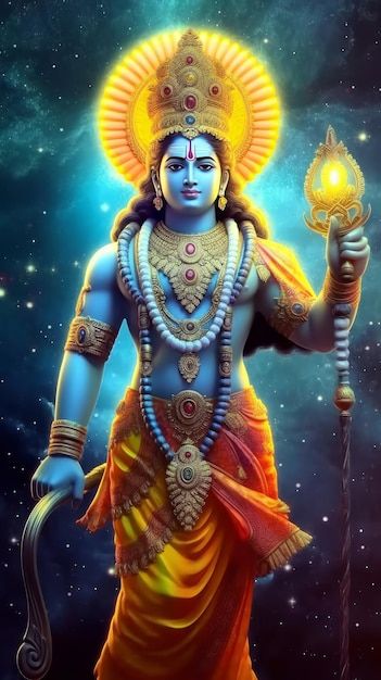 Indian god vishnu with cosmic space back... | Premium Photo #Freepik #photo #lord-vishnu #indian-god #vishnu #lord Vishnu Dev, Shiv Bhagwan, Vishnu Avataras, Ayodhya Ram Mandir, Egyptian Aesthetic, Ayodhya Ram, Maa Image, Meldi Ma Hd Photo, Cosmic Space