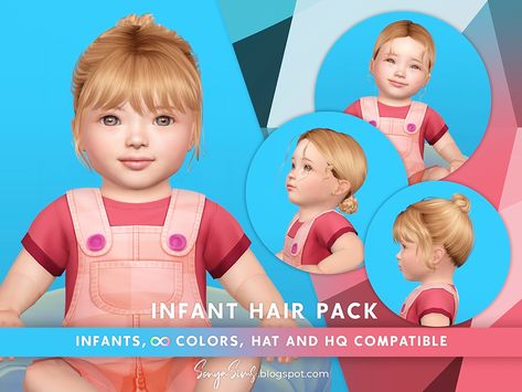 More conversions for infants!!! Sims 4 Infant, Hair For Kids, Infant Hair, Sims Medieval, Kerbal Space Program, Hair Pack, Sims Games, Sims 4 Toddler, Sims4 Clothes