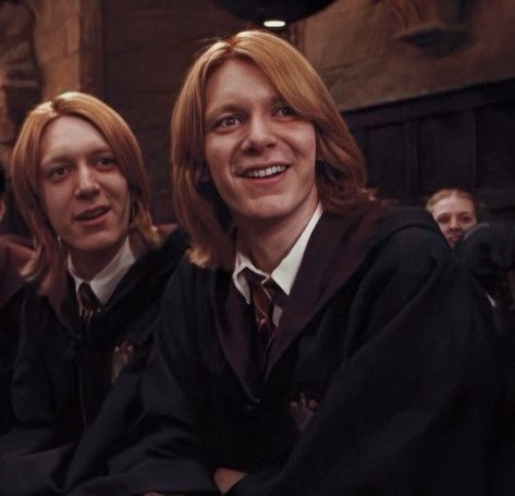 Gorge And Fred Weasley, Fred And George Weasley Icon, Fred And Gorge, Fred E George Weasley, Weasley Brothers, Harry Potter Goblet, Weasley Aesthetic, Glume Harry Potter, Harry Potter Wall