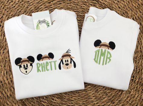 Disney Shirt Embroidery, Disney Embroidery Shirts, Disney Embroidery Designs Shirts, Animal Kingdom Embroidery Shirt, Disney Cotton Sweatshirt With Embroidered Graphics, Disney Embroidery Shirts Kids, Kids Disney Shirts, Applique Projects, Universal Trip