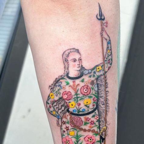 Ursula Rose on Instagram: "Pictish warrior from flash (original image by Jacques Le Moyne from the 1500s) for Gems ✨🔥🌷 thank you!!" Pictish Tattoo, Pictish Warrior, Neck Tattoo, Original Image, Tattoo Ideas, Tattoo Designs, Bleach, Flash, Gems