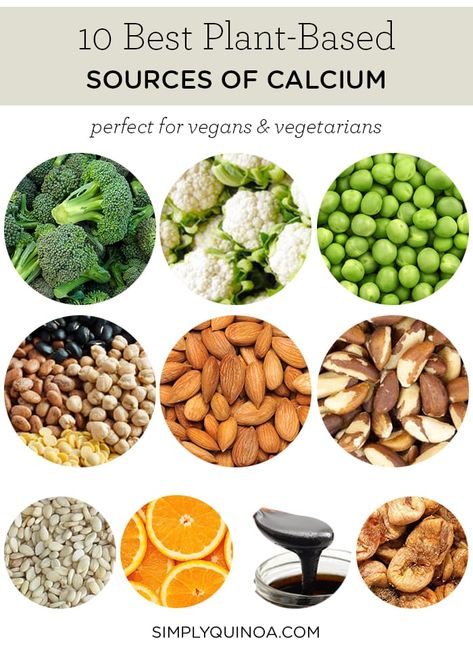 The 10 BEST Natural Sources of Calcium -- that don't involve drinking milk or eating meat! This list is full of PLANT-BASED ingredients that are naturally high in calcium! #calcium #plantbased #veganfood #veganingredients #highcalcium #glutenfree #simplyquinoa Vegan Calcium Sources, Vegan Calcium, Drinking Milk, Calcium Rich Foods, Foods With Calcium, High Calcium, Simply Quinoa, Sources Of Calcium, Vegan Nutrition