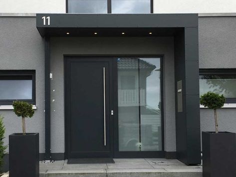 Entry Cover Entrance, Modern Front Door Porch Ideas Entrance, Flat Roof Porch Entrance Modern, Front Door Overhang Entrance Modern, Modern Porches Ideas Entrance, Canopy Front Door Entrance, Front Door Canopy Modern, Portico Entry Modern, Front Door Awning Entrance