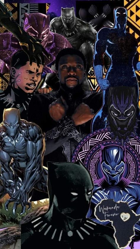 Black Panther Collage, Tchalla Marvel, Panther Wallpaper, Betty Boop Posters, African Superhero, Black Panther Chadwick Boseman, Marvel Wallpaper Hd, Marvel Superheroes Art, Kobe Bryant Pictures