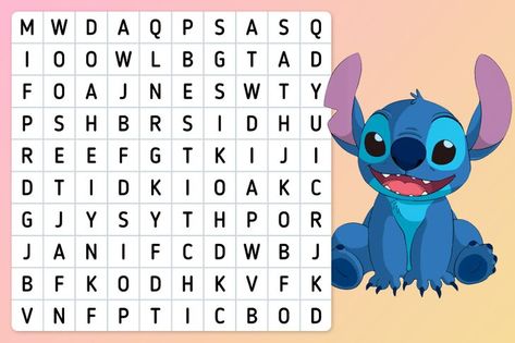 Test: ¿Puedes ver los nombres escondidos de estos 17 personajes de Disney en las sopas de letras? Letras Disney, Pepa Pig, Lilo Y Stitch, Walt Disney Pictures, Lilo And Stitch, Crafts For Kids, Alphabet, Disney, Birthday