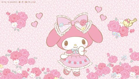 My Melody:) Sanrio Flowers, Flower Sakura, Sanrio Danshi, Melody Wallpaper, Aesthetic Drawings, My Melody Wallpaper, Cute Laptop Wallpaper, Hello Kitty Characters, Retro Images