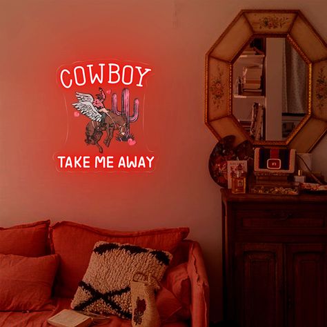 Cowboy Take Me Away Neon Sign, Cowboy Room Decor, cowboy party decor, Trendy Aesthetic Decor , Ranch wall Decor, Retro Western decor Dreamy Font, Cowboy Room Decor, Cowboy Party Decor, Ranch Wall Decor, Pop Art Bathroom, Cowboy Room, Cowboy Culture, Cowboys Bar, Wall Decor Retro