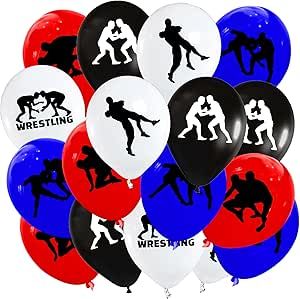 Atsmoicy 50 Pieces Wrestling Balloon - Wrestling Match Themed Baby Shower Birthday Party Supplies Decorations Favors Balloon Wrestling Locker Decorations, Wrestling Banquet Centerpieces, Wrestling Decorations, Wrestling Senior Night Ideas, Wrestling Banquet Ideas, Wrestling Banquet, Wrestling Party, Banquet Centerpieces, Wrestling Quotes