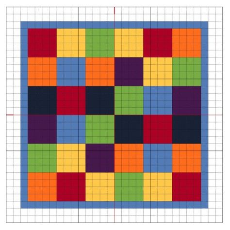 Cross Stitch Rainbow Block 7 Simple Quilt Block, Cross Stitch Rainbow, Stitch Rainbow, Simple Quilt, Rainbow Blocks, Cross Stitch Geometric, Cross Stitch Bookmarks, Cross Stitch Alphabet, Cross Stitch Cards