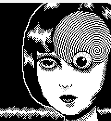 Junji Ito Pixel Art Grid, Junji Ito Pixel Art, Perler Pattern, Stylized Art, Art Pixel, Graph Crochet, Beads Pattern, Pixel Art Tutorial, Easy Pixel Art