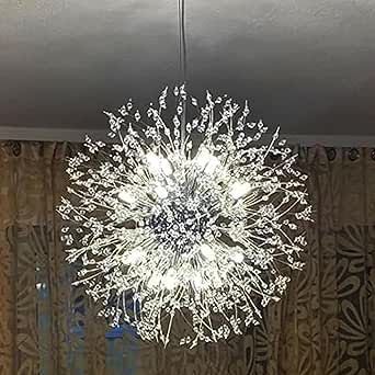 Vikaey Modern Dandelion Firework Chandelier, Chrome Dining Room Chandelier, Crystal Hanging Pendant Lighting Fixture for Living Room, Bathroom, Bedroom, Entryway, 12-Light Firework Chandelier, Cool Chandeliers, Crystal Hanging, Chandelier Crystal, Room Chandelier, Living Room Bathroom, Dining Room Chandelier, Hanging Pendant, Room Bathroom