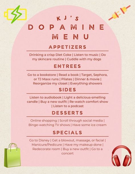 Dopamine Menu Ideas, Improving Mindset, Wellness Era, Planning 2023, Menu Project, Happy Brain, Psychologist Office, Mentally Healthy, Thought Daughter