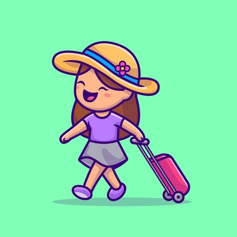 Wallpapers Travel, Girl Traveling, Dream Logo, Illustration Travel, Family Logo, Cartoon Human, Holiday Icon, Vector Icons Illustration, Love Logo