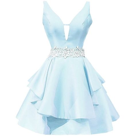 Icy Sun Women's V Neck Crystals Homecoming Dresses A Line Satin Short... ($68) ❤ liked on Polyvore featuring dresses, gowns, satin gown, a-line dresses, blue gown, v neck homecoming dress and blue a line dress Icy Dress, Icy Blue Dress, V Neck Homecoming Dress, Blue A Line Dress, Gowns Blue, Dresses A Line, Blue Homecoming Dresses, Blue Evening Dresses, Satin Short