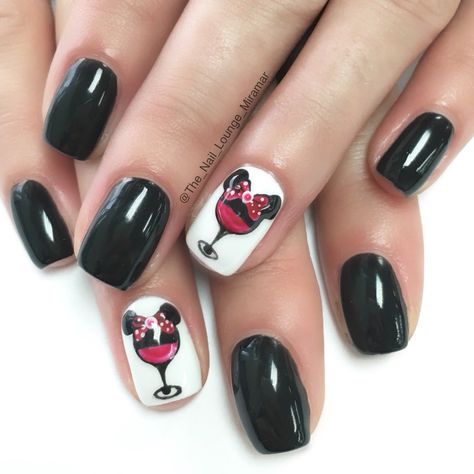 Epcot Disney's food and wine Mickey Mouse nail art design Disney Epcot Nails, Epcot Nail Art, Wine Nail Art, Disney Food Nails, Epcot Nails, Hidden Mickey Wedding Nails, Disney Food And Wine Nails, Disney Pedicure, Mickey Thanksgiving