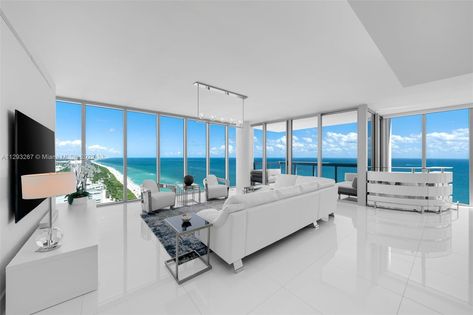 Miami Condo Decor, Collins Avenue Miami, Miami Beach Condo, Double Door Entrance, Miami Condo, North Tower, Condo Decorating, Beach Ideas, Beachfront Condo