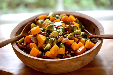 Harvest Salad with Honey Balsamic Vinaigrette | Entertaining with Beth Entertaining With Beth, Fall Harvest Salad, Honey Balsamic Dressing, Salad With Blue Cheese, Honey Balsamic Vinaigrette, Cut Butternut Squash, Pumpkin Salad, Harvest Salad, Honey Balsamic