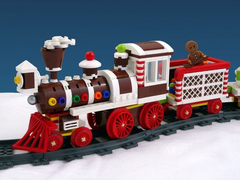 Gingerbread Train | LEGO Rebrick is currently running a cont… | Flickr Lego Christmas Ornaments, Lego Ornaments, Lego Christmas Village, Gingerbread Train, Lego Winter, Lego Train, Lego Building Instructions, Lego Christmas, Lego Diy