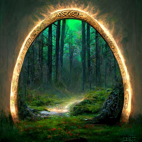 Fantasy Inspiration Scenery, Portal Artwork, Fantasy Aesthetic Magic, Portal Painting, Portals Aesthetic, Fantasy Portal, Dnd Aesthetic, Fantasy Artwork Landscape, Writing Fantasy